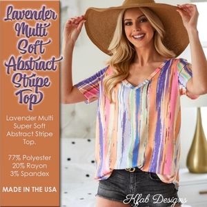 Lavender Multi Soft Abstract Stripe Top